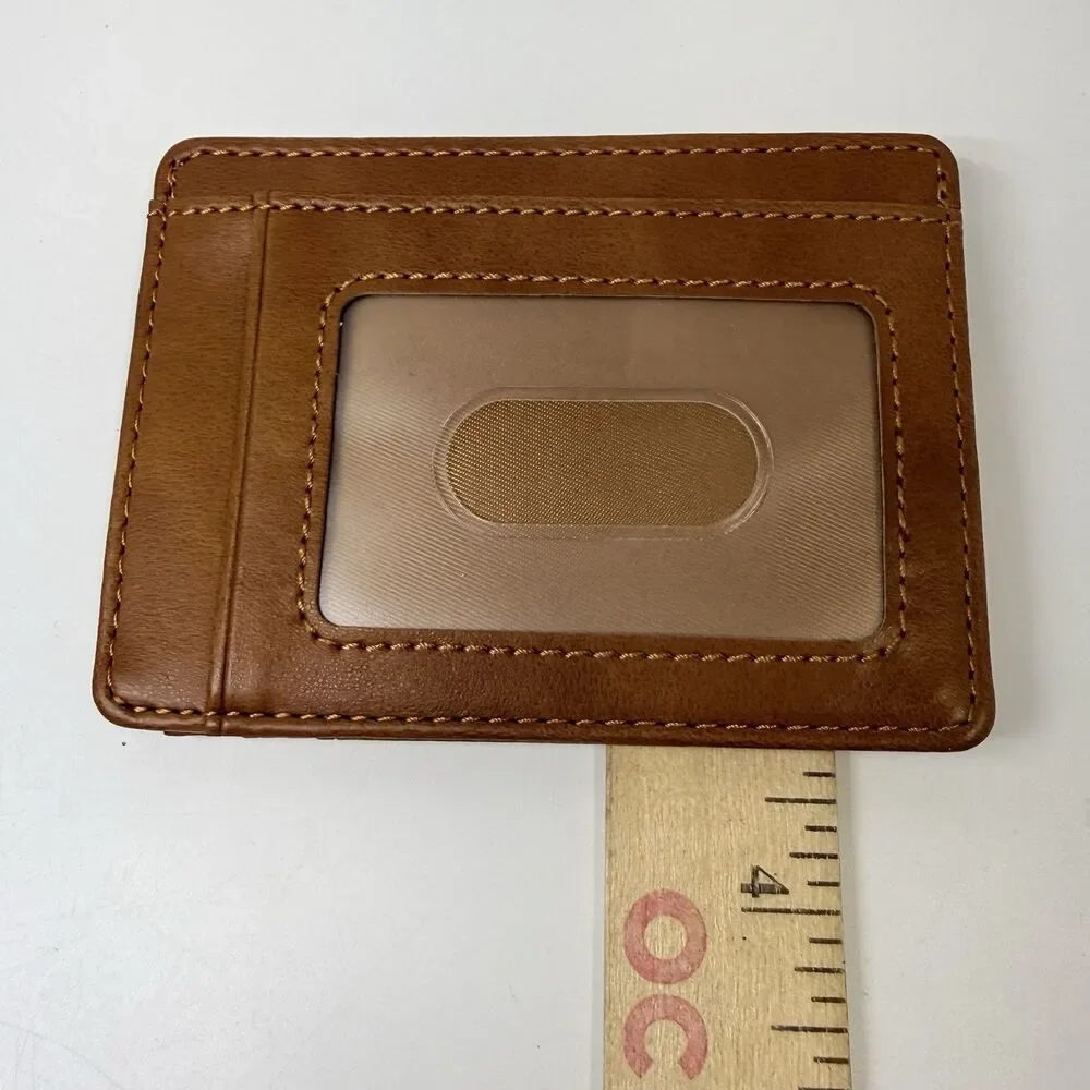 Engraved “To My Grandson” Brown Leather Slim Card Money ID Holder Wallet New